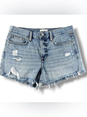 FRAME Le Brigette Distressed Denim Shorts Light Wash Size 28 Sustainable
